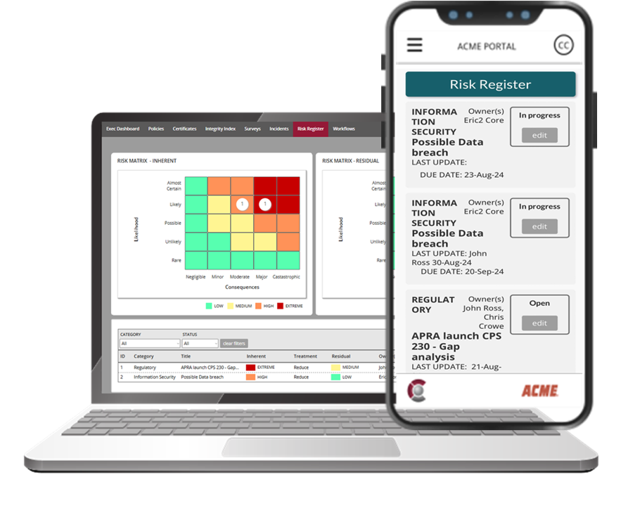 Corethix Risk Register Interface