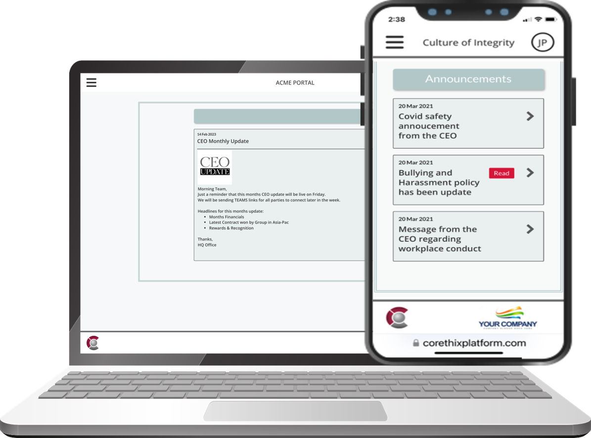 Corethix Announcements Interface