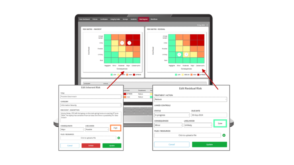 Inherent and Residual risk settings